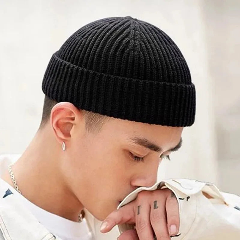 Knitted Hat for Men & Women Caps Wool Fashion Simple Warm Trend Beanies Solid Autumn Winter Beanie Cap Trendy Style