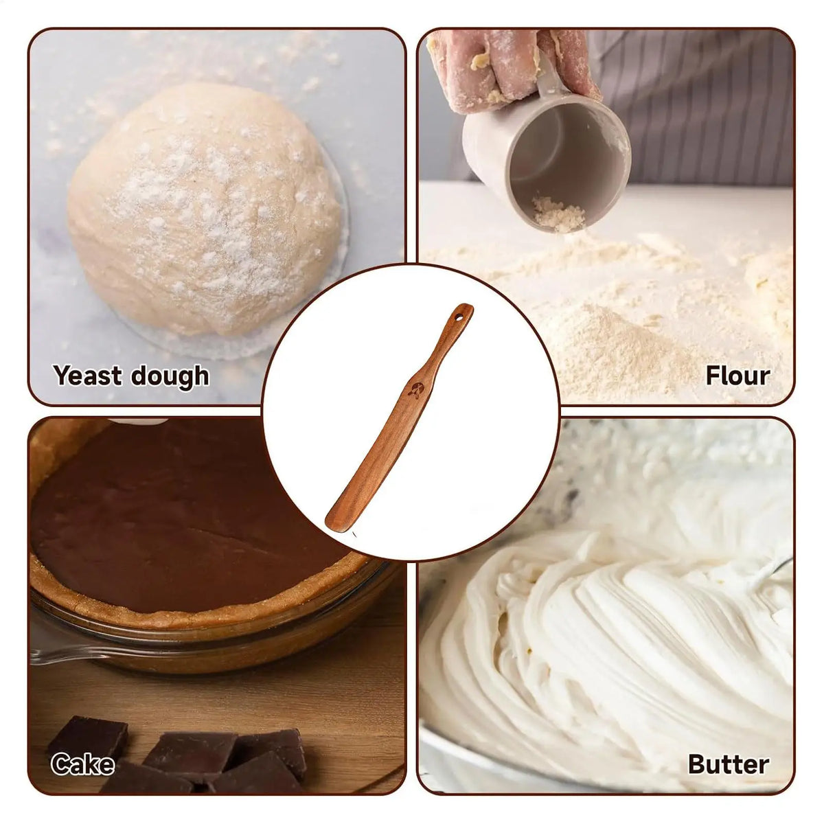 Kitchen Spatulas For Cooking Slotted Thin Paddle Stir Stick Utensil Sourdough Scraper Mixing Spoons Eco-Friendly Wooden Kitchen