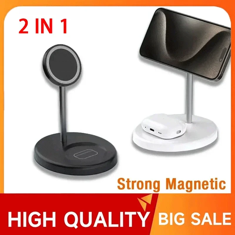 Magnetic Wireless Charger Stand 30W 2 in 1 Phone Charging Station Dock For iPhone 15 14 13 12 Pro Max AirPods Fast Chargers