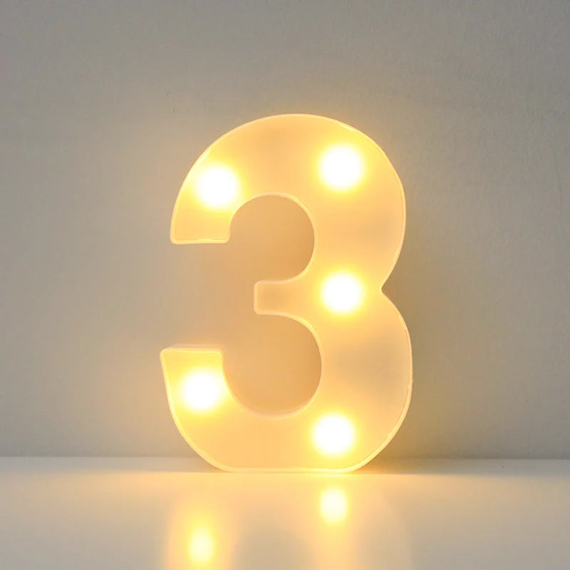 Alphabet LED Letter Lights Luminous Number Lamp Battery Night Light for Wedding Birthday Christmas Party  Home Decoration