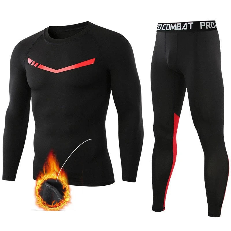 Men's Thermal Underwear Set: Fleece - Lined, Quick - Dry, Ideal for Fall/Winter Sports, Outdoor Activities and Fitness