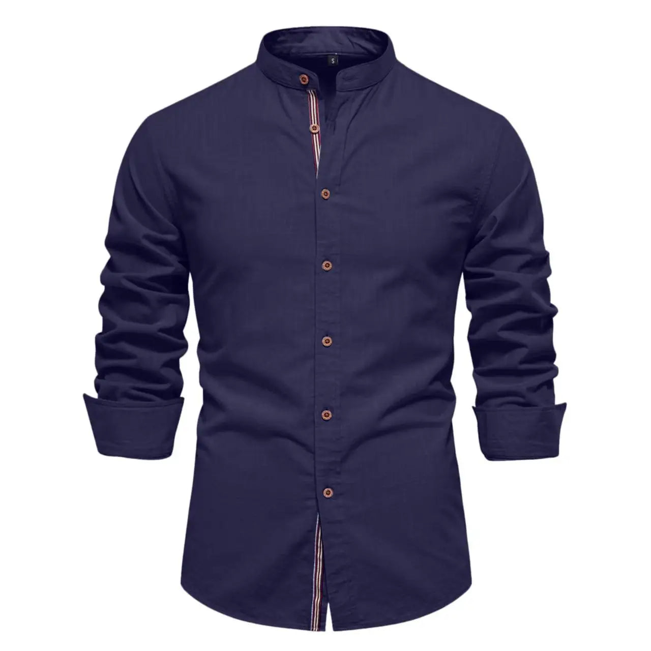 Men’s Slim Fit Linen Blend Mandarin Collar Shirt