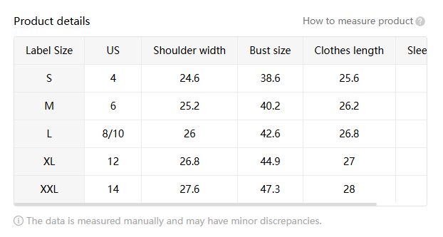 The product details table displays size measurements including shoulder width bust size and clothes length for the button front v neck short sleeve textured blouse in sizes s through xxl.