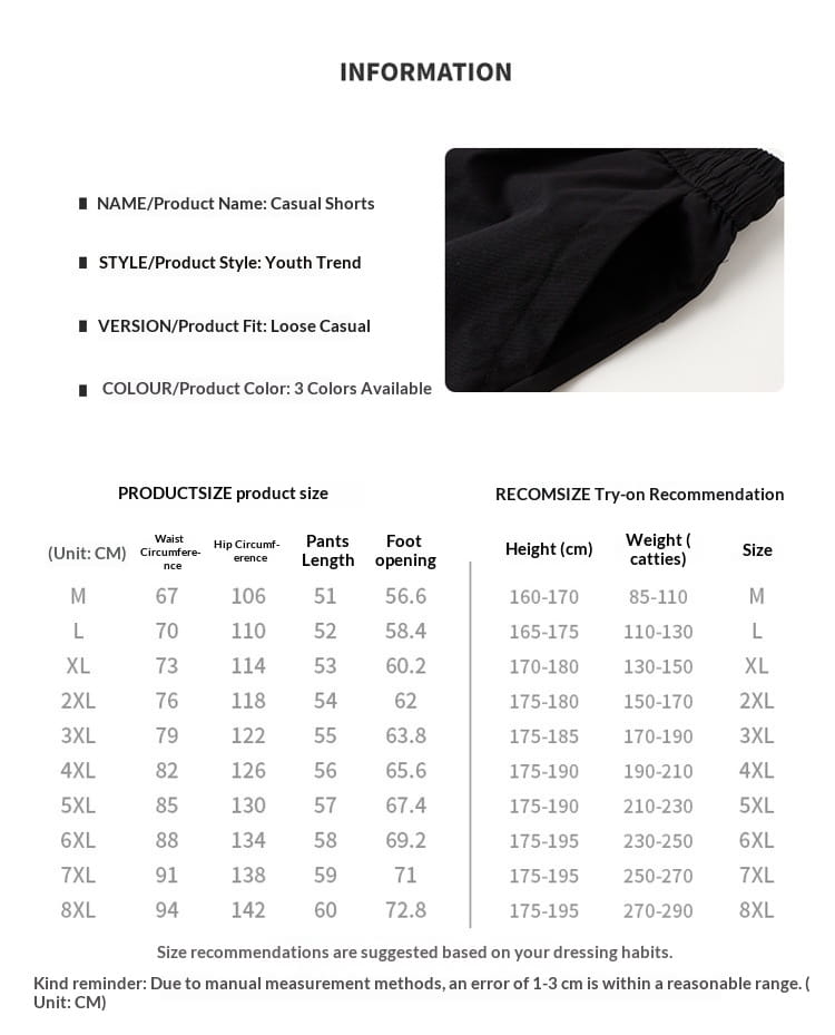 Shorts cargo décontractés pour homme grande taille en noir, coupe ample dans l’esprit tendance jeunesse, avec ceinture élastique, idéal pour une tenue sportive et décontractée