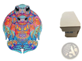 Vibrant a3 animal puzzle featuring an intricately patterned psychedelic frog in blues pinks oranges and purples for craft hub use