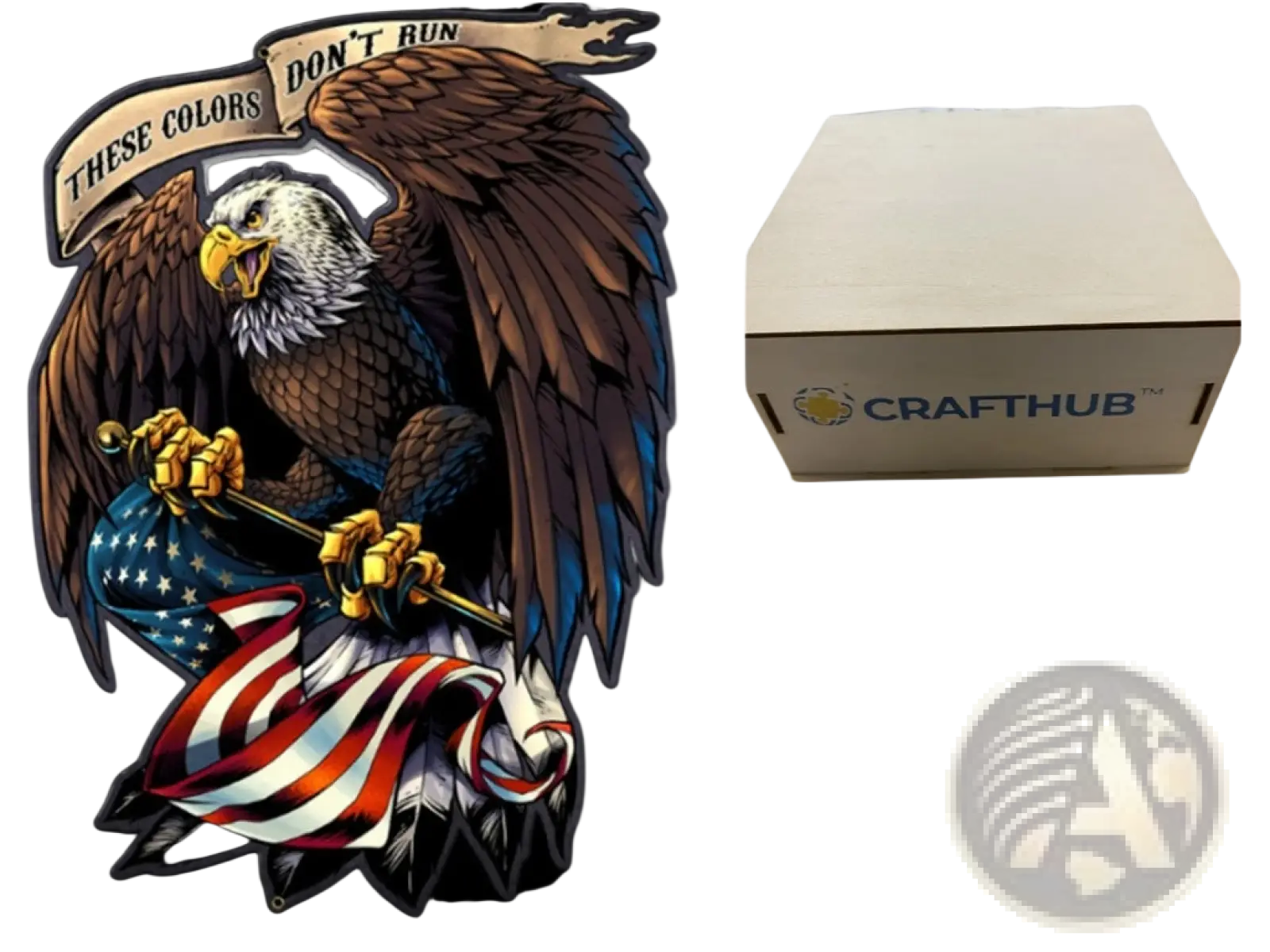 A3 animal puzzle craft hub zodiac and psychedelic art featuring a graphic tee eagle american flag and a beige wooden box