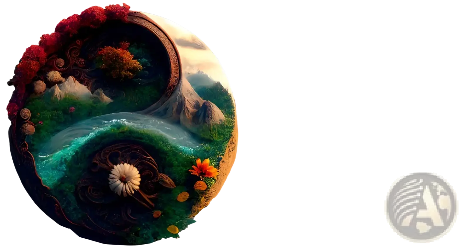 A3 animal puzzle craft hub zodiac featuring a circular vibrant miniature landscape with mountains water and florals