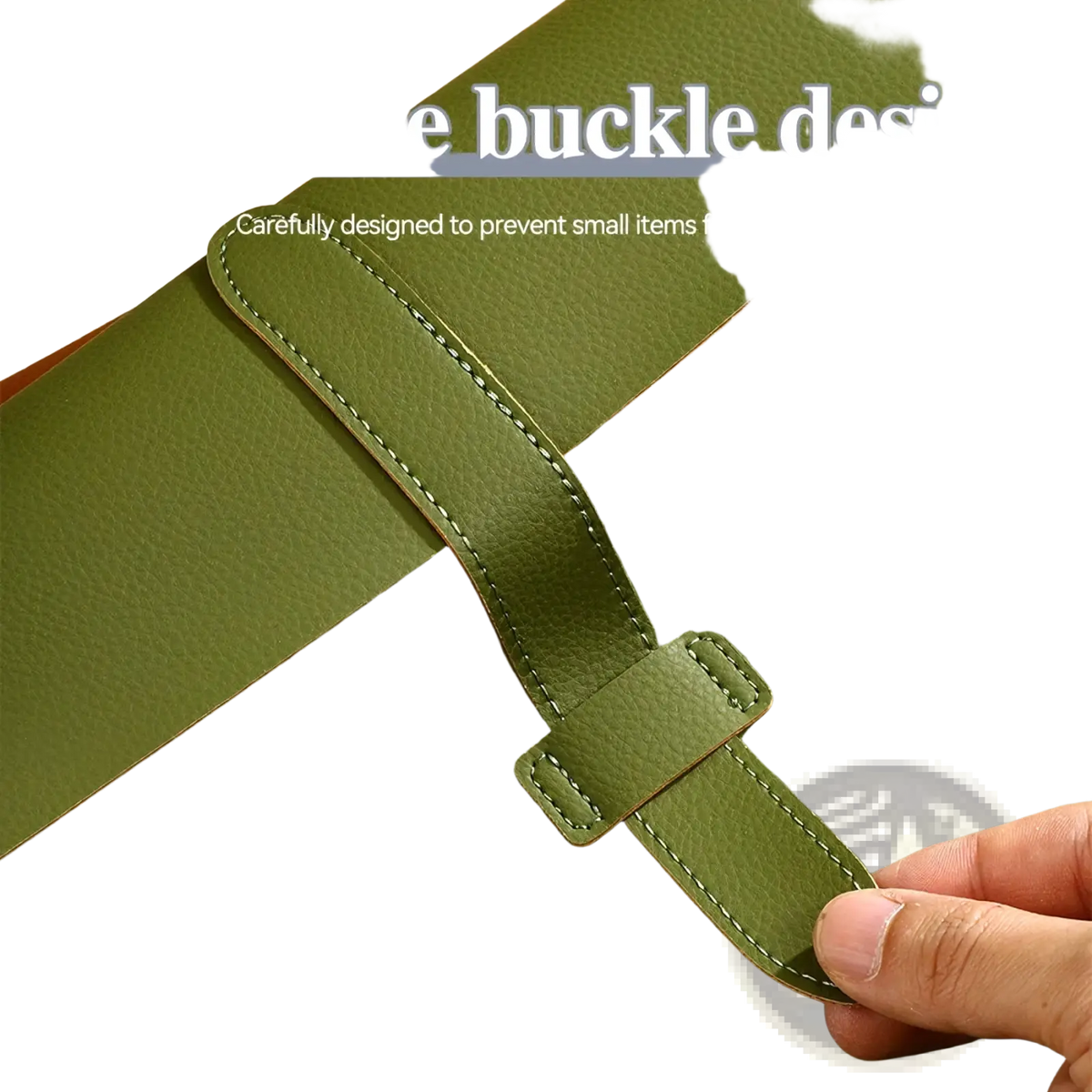 Olive green leather a4 document folder slim office organizer with exquisite buckle design clutch style