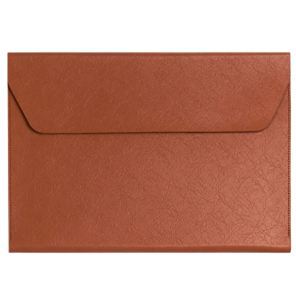 Brown textured leather envelope with flap closure in a waterproof a4 leather document folder business organizer