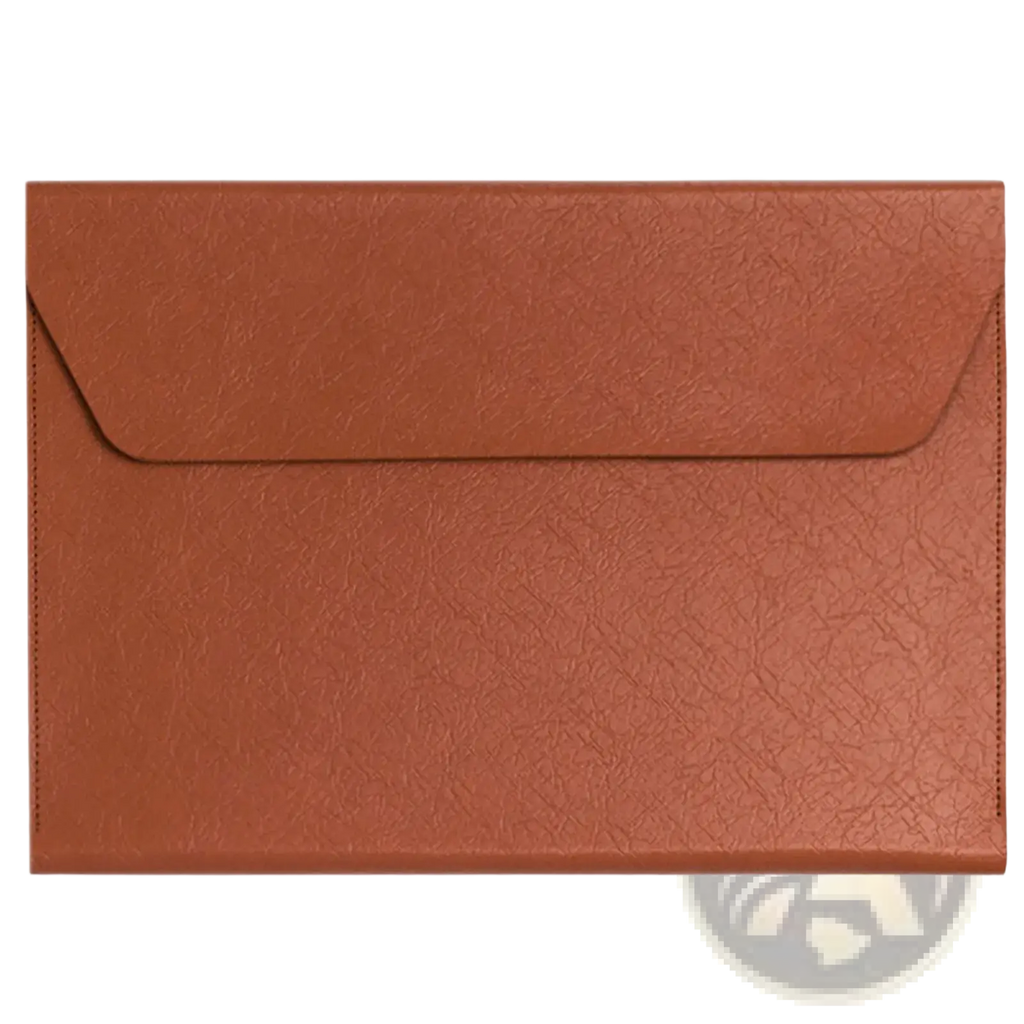 Brown textured leather envelope with flap closure in a waterproof a4 leather document folder business organizer