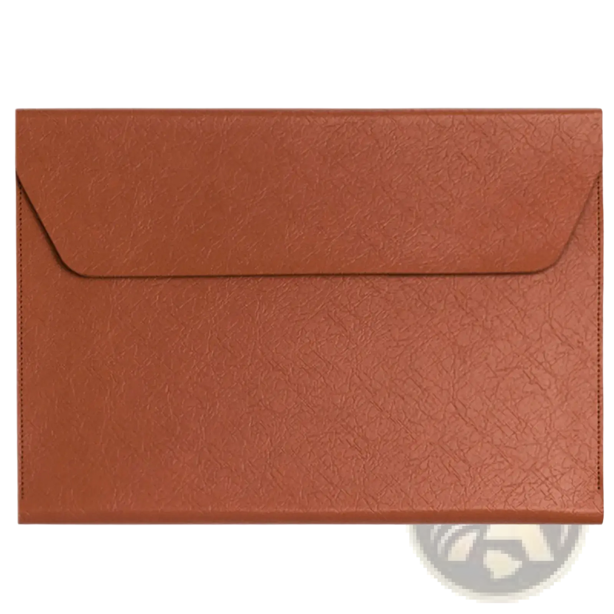 Brown textured leather envelope with flap closure in a waterproof a4 leather document folder business organizer