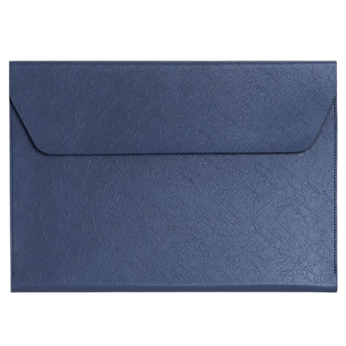Navy blue textured leather a4 document folder with flap closure for waterproof business organization