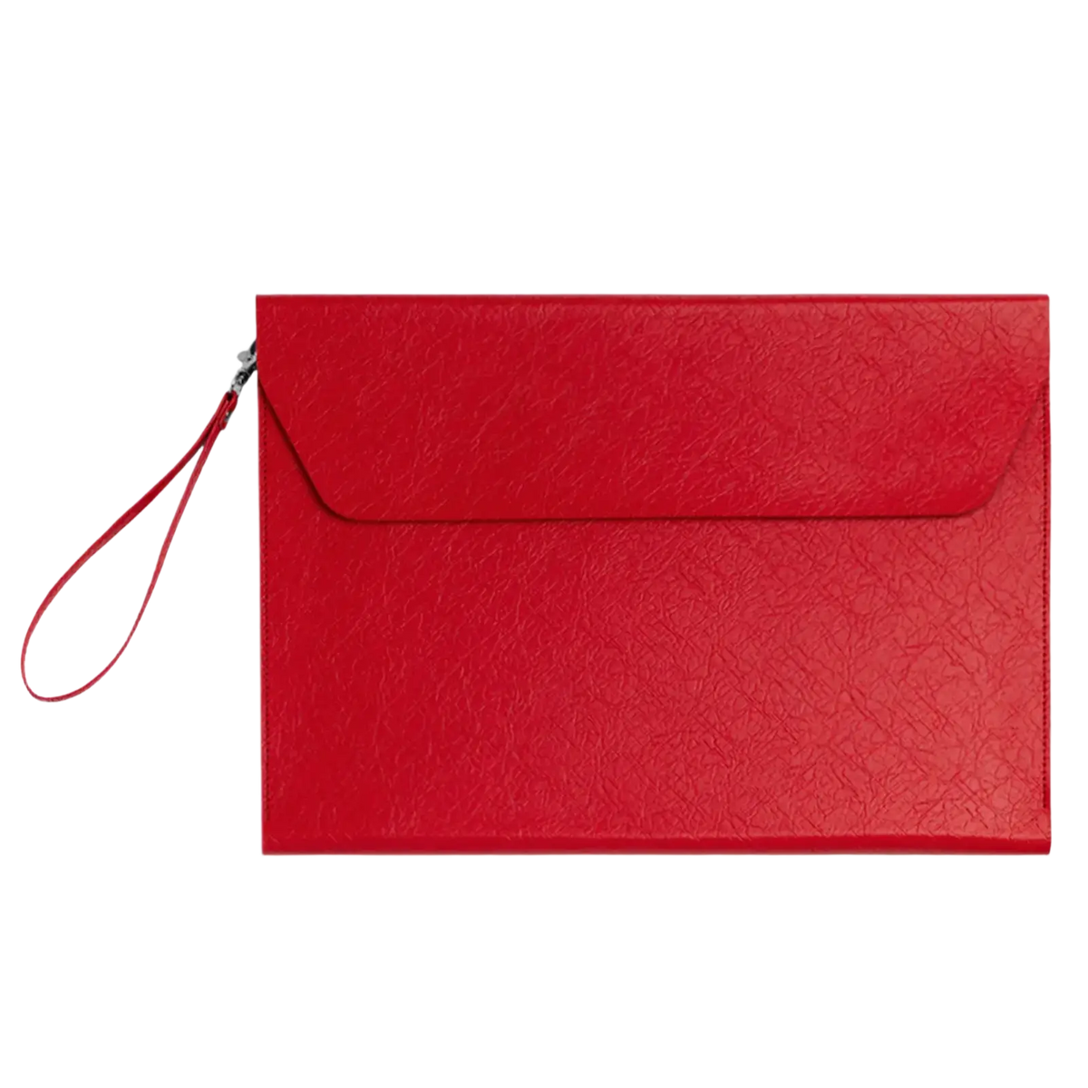 Red textured leather a4 document folder with waterproof business organizer and matching wrist strap