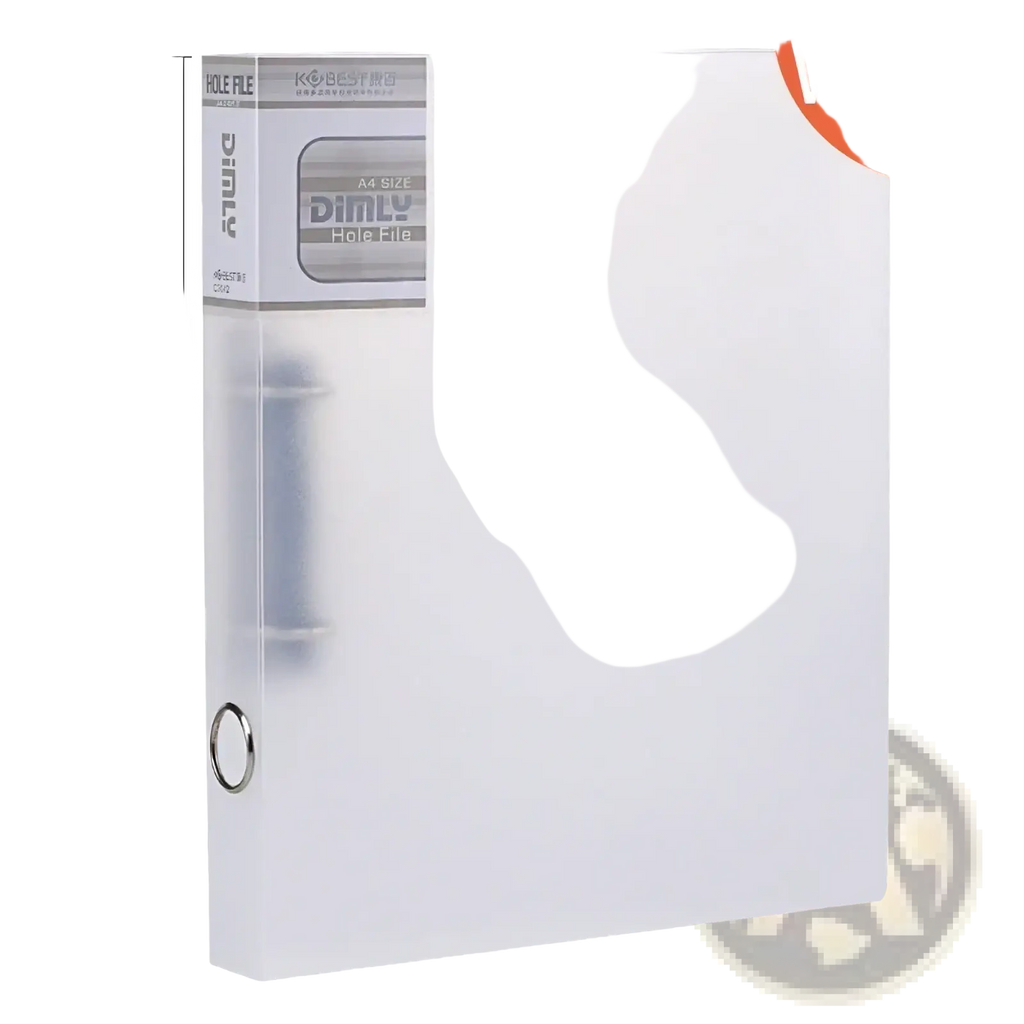 A4 pastel binder file folder with white plastic hole file, clear front cover, and silver metal ring binding