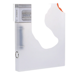 A4 pastel binder file folder with white plastic hole file, clear front cover, and silver metal ring binding
