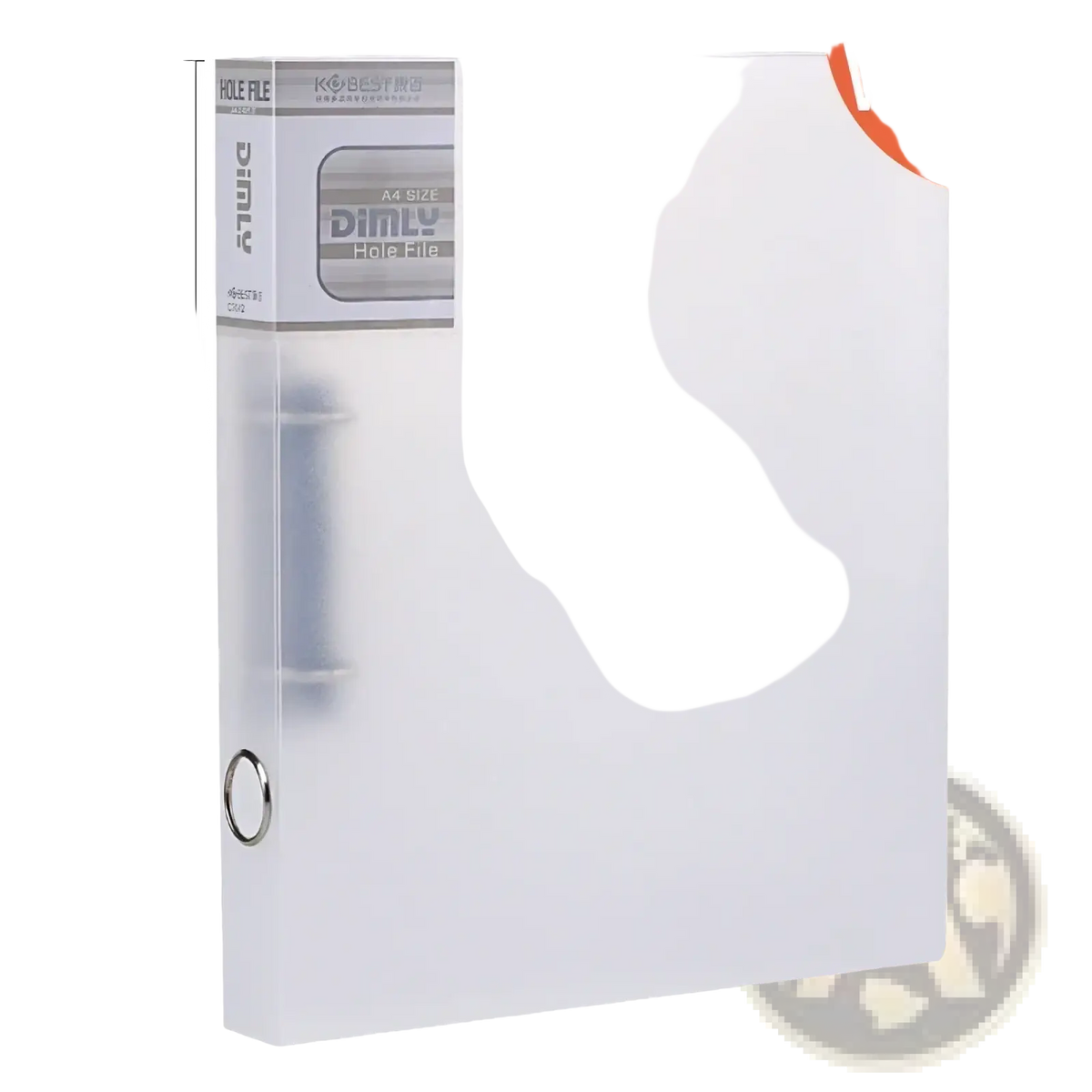 A4 pastel binder file folder with white plastic hole file, clear front cover, and silver metal ring binding