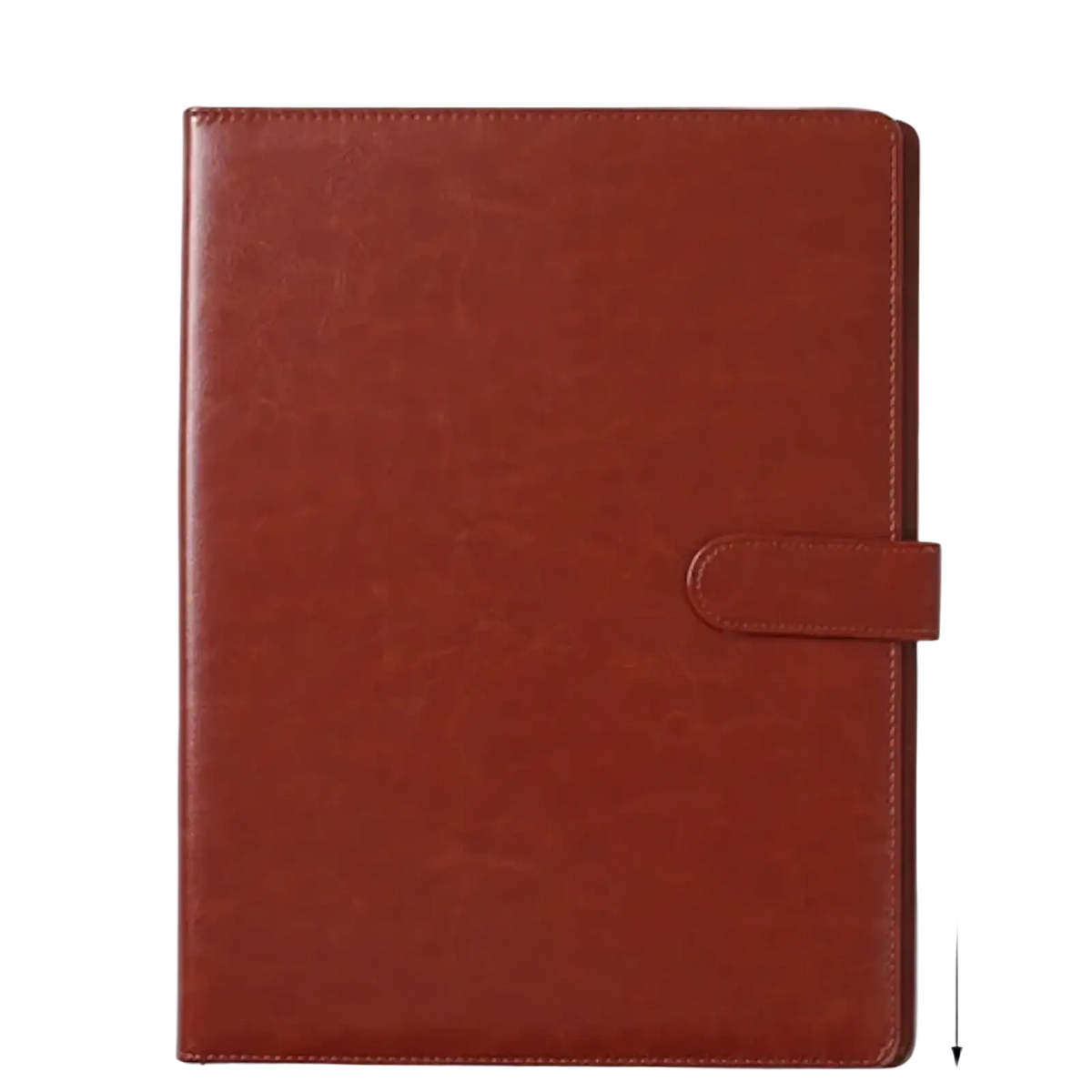 Brown leather-bound a4 pu leather business portfolio and document folder with flap closure and stitched edges