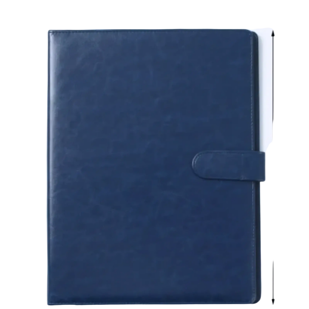 Dark blue pu leather a4 business portfolio and document folder with stitched edges and a simple flap closure
