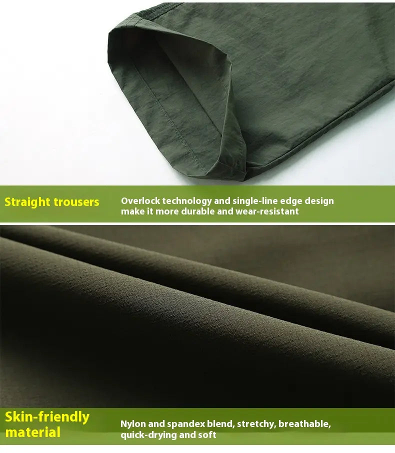 plus size loose cargo pants in dark olive green made from durable nylon and spandex blend fabric designed as tactical trousers