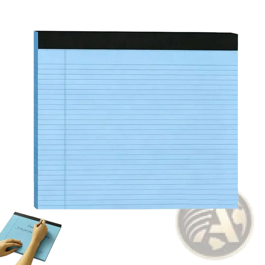 A5 lined colorful notepad with light blue lines and black top edge for efficient note taking
