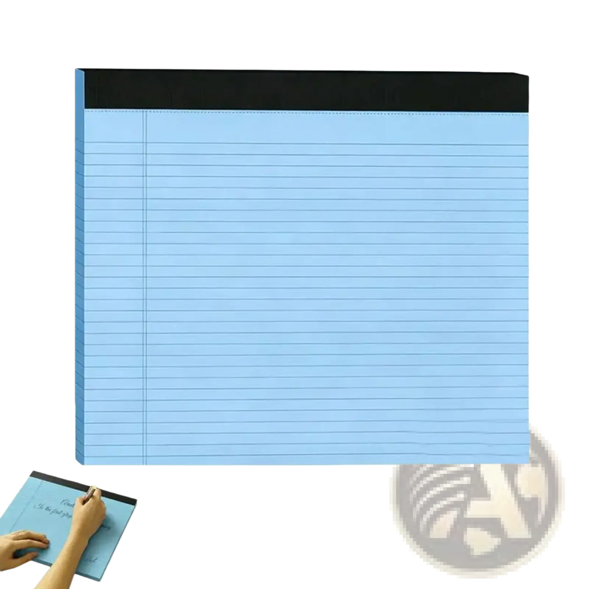 A5 lined colorful notepad with light blue lines and black top edge for efficient note taking
