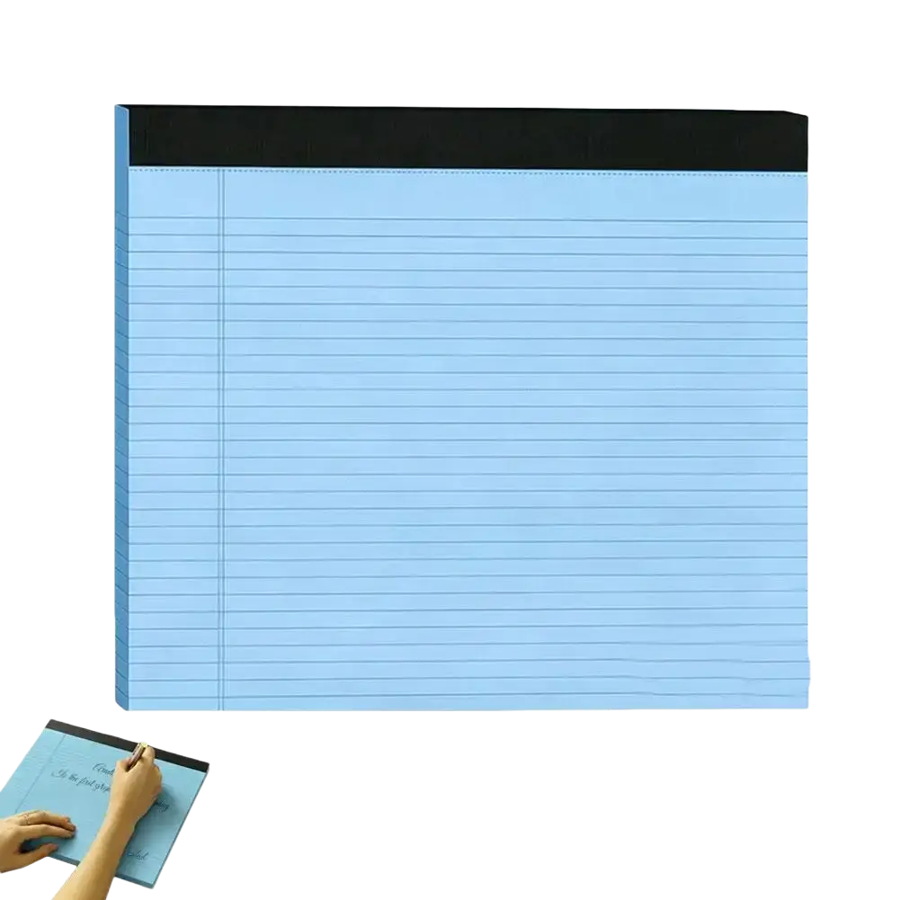 A5 lined colorful notepad with light blue lines and black top edge for efficient note taking