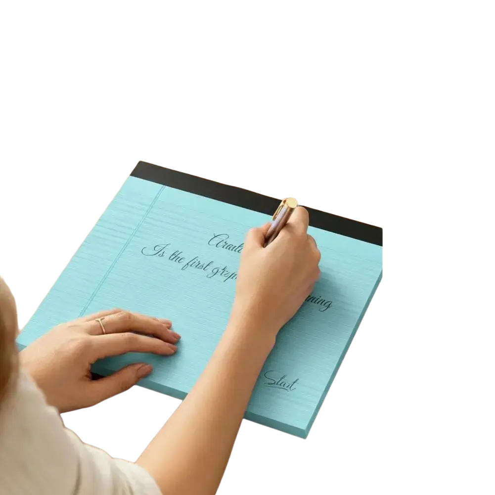 A5 lined colorful notepad with light blue pages black binding and smooth writing surface for note taking