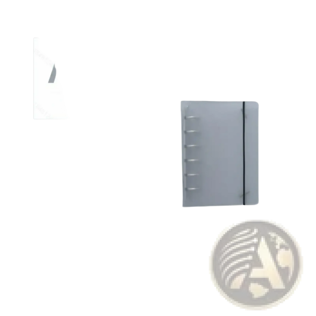A5 translucent loose leaf ring binder notebook featuring a minimalist white cover and six silver binder rings