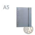 Transparent a5 translucent loose leaf ring binder notebook with six metal rings and black elastic closure