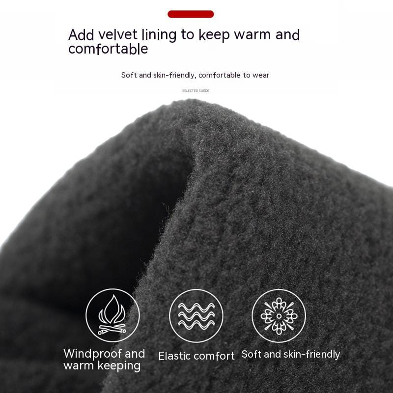 Bonnet noir doublé de polaire, fabriqué dans une matière douce agréable pour la peau, pour la chaleur et le confort, complétant les gants thermiques à écran tactile étanches.