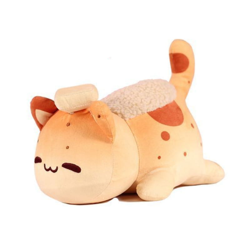 Cute orange plush cat stuffed animal toy for kids 25cm with brown spots, a fluffy white belly patch, and detailed small ears.