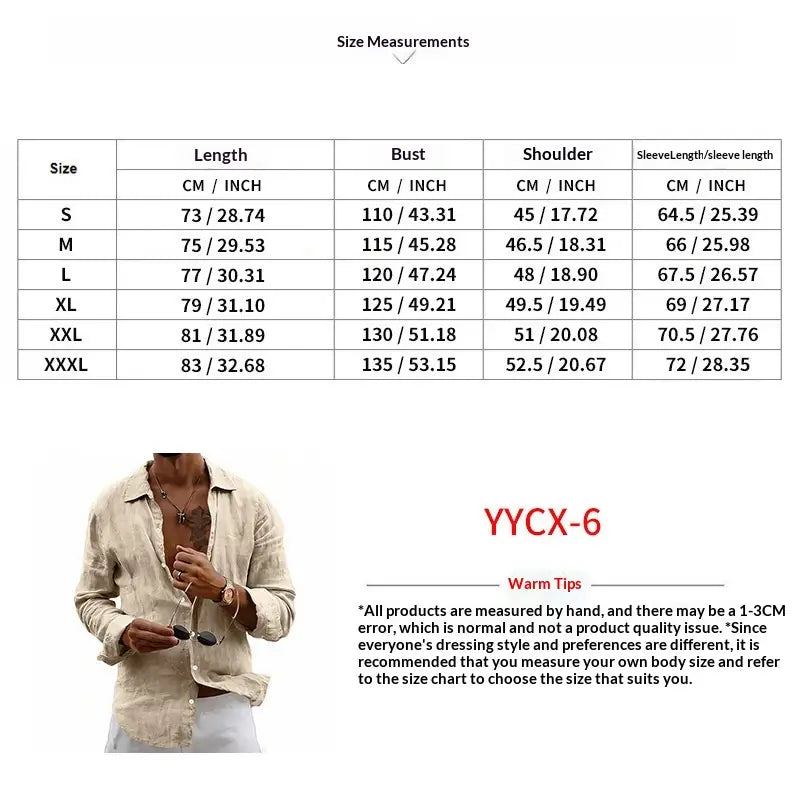 Beige men’s slim fit linen blend long sleeve casual shirt with rolled sleeves and a slightly distressed texture.