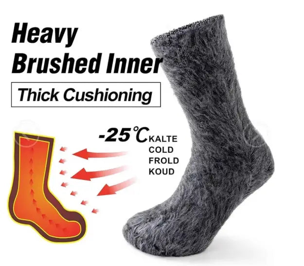 A dark gray heavy brushed inner sock with thick cushioning designed for extreme cold protection in thermal winter socks 2 pairs unisex cold protection.