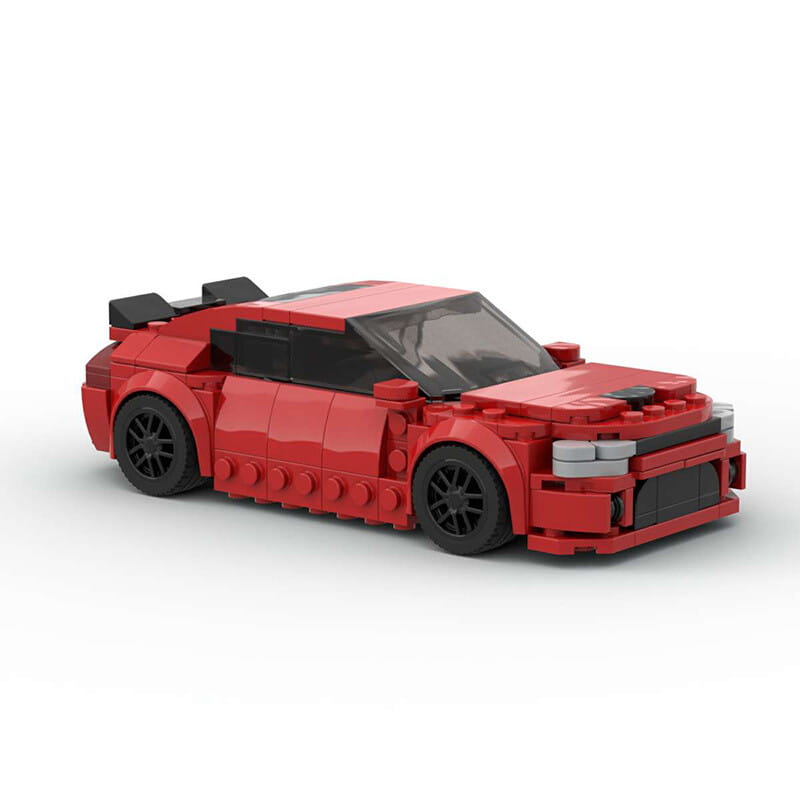 Lego Technic red sports car building blocks featuring a sleek aerodynamic design with black wheels constructed from 249 pieces.