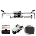 A8 pro foldable photography drone in gray with sleek silver and black design and dual cameras on a gimbal for stable footage