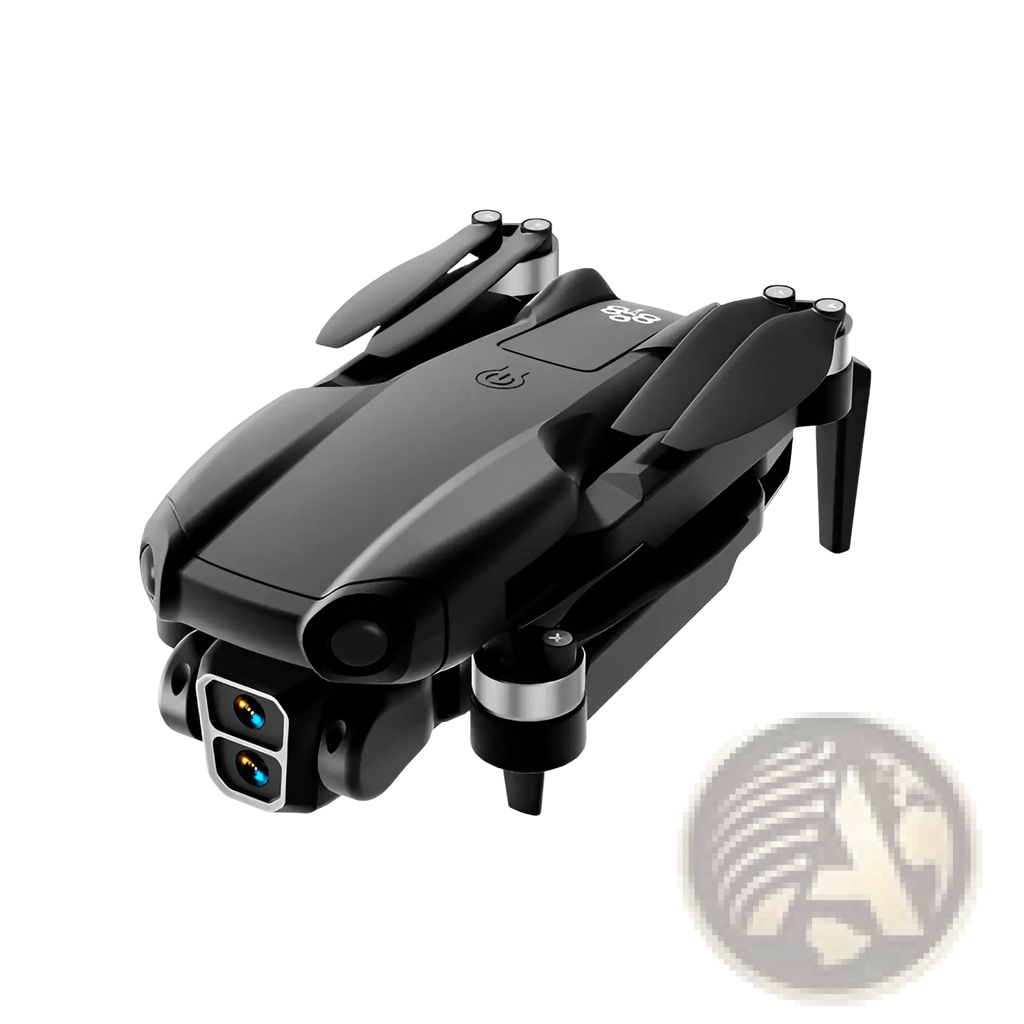 Black foldable A8 Pro photography drone with dual cameras and silver accents designed for aerial imaging