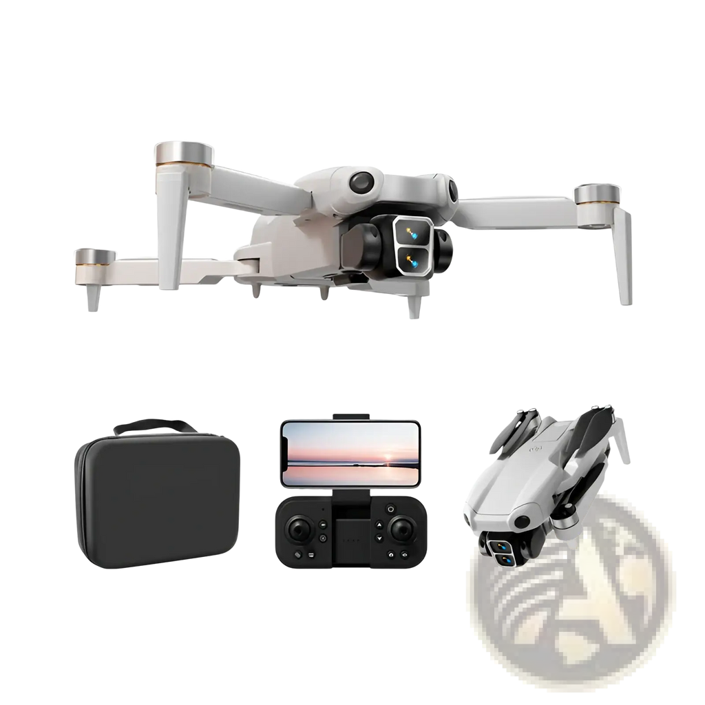 A8 pro foldable photography drone gray with sleek white and silver body and dual cameras for 4k video capture