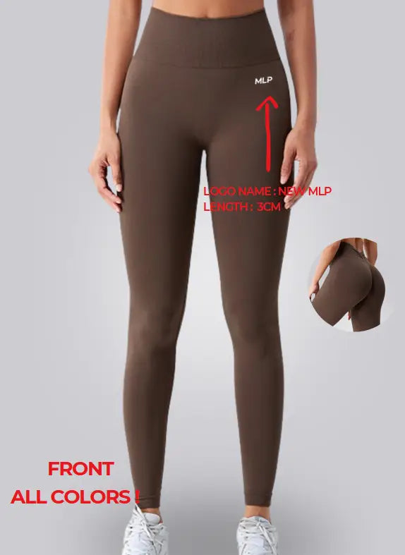 braune Sculptfit High-Waist-Nylon-Leggings mit einer eng anliegenden, körperbetonten Passform aus weichem, dehnbarem Material