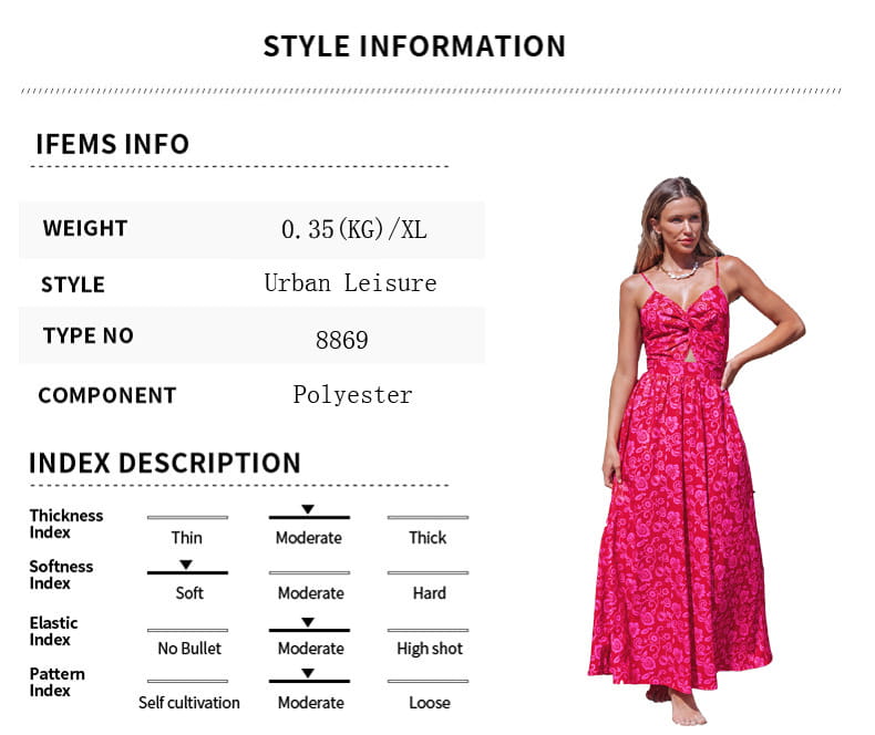 A vibrant pink floral knotted v neck maxi dress with thin spaghetti straps and a fitted bodice.