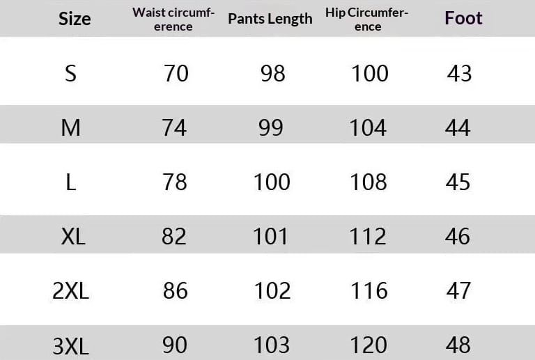 Size chart for men’s black distressed wide leg cargo jeans showing measurements in inches from size s to 3xl.
