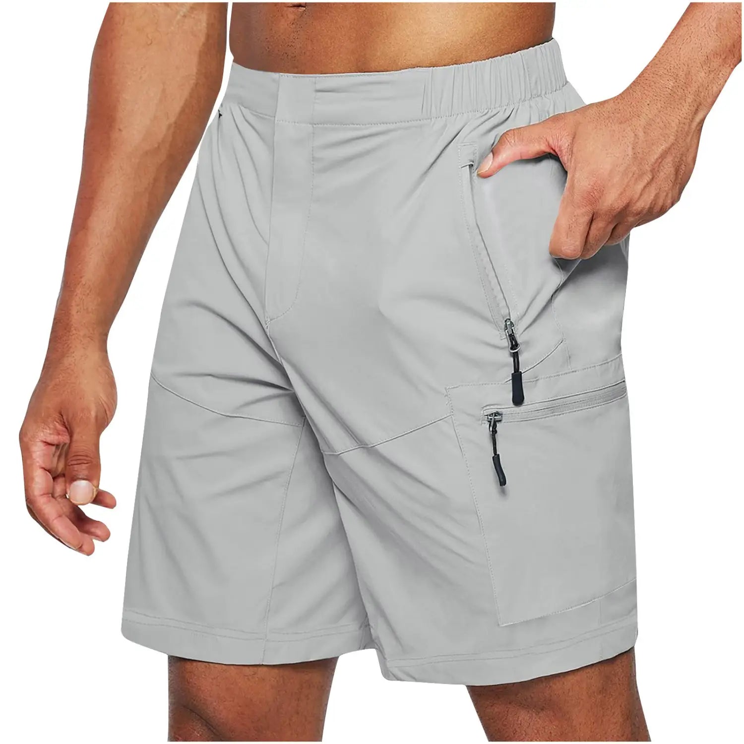 Short cargo athlétique pour hommes à jambe droite avec poches à fermeture éclair