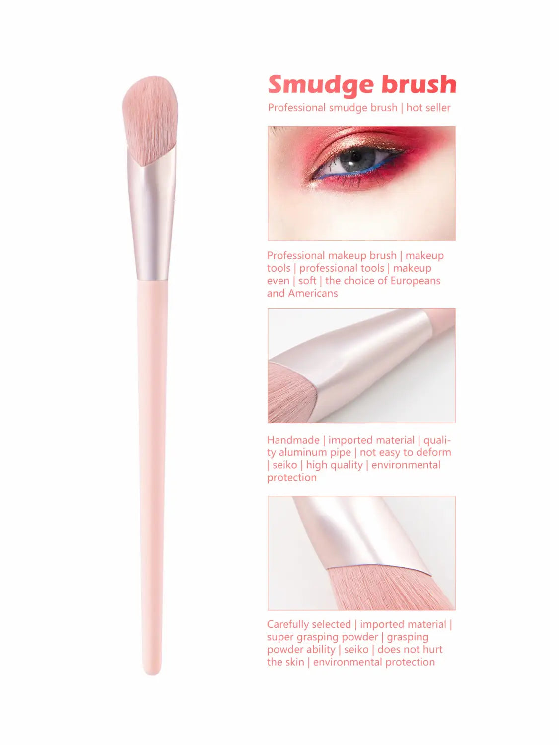 A soft pink finger belly makeup brush with a sleek metallic silver ferrule and handle designed for professional contour application.