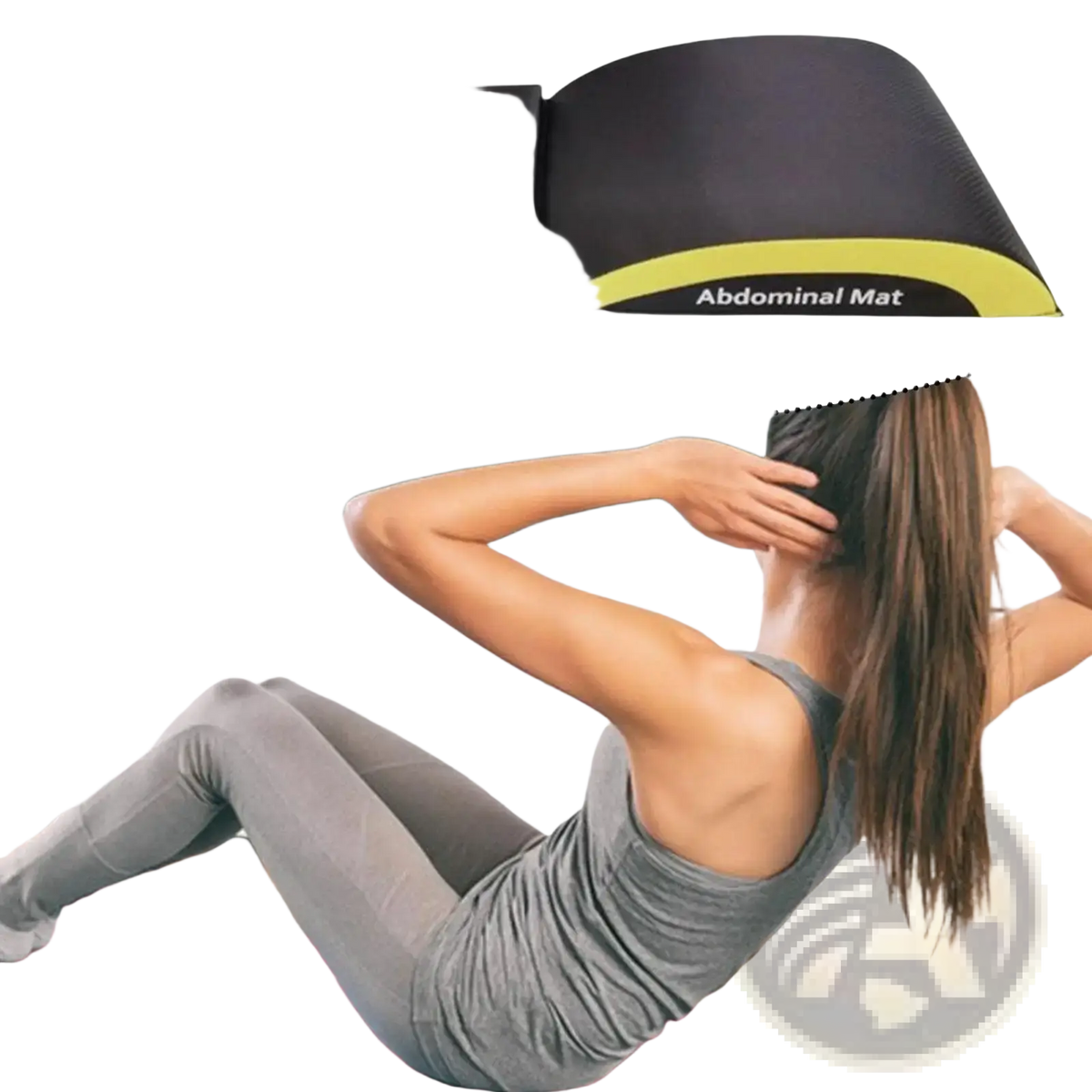 Black and lime green foldable ab exercise mat with textured surface for lumbar and tailbone protection