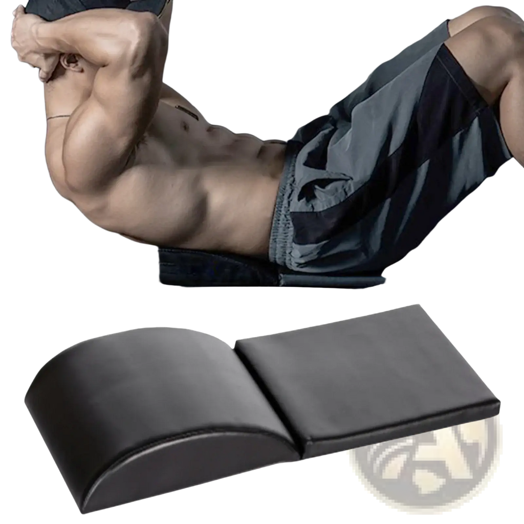 Black padded abdominal exerciser pad made of durable material for lumbar and tailbone protection during workouts