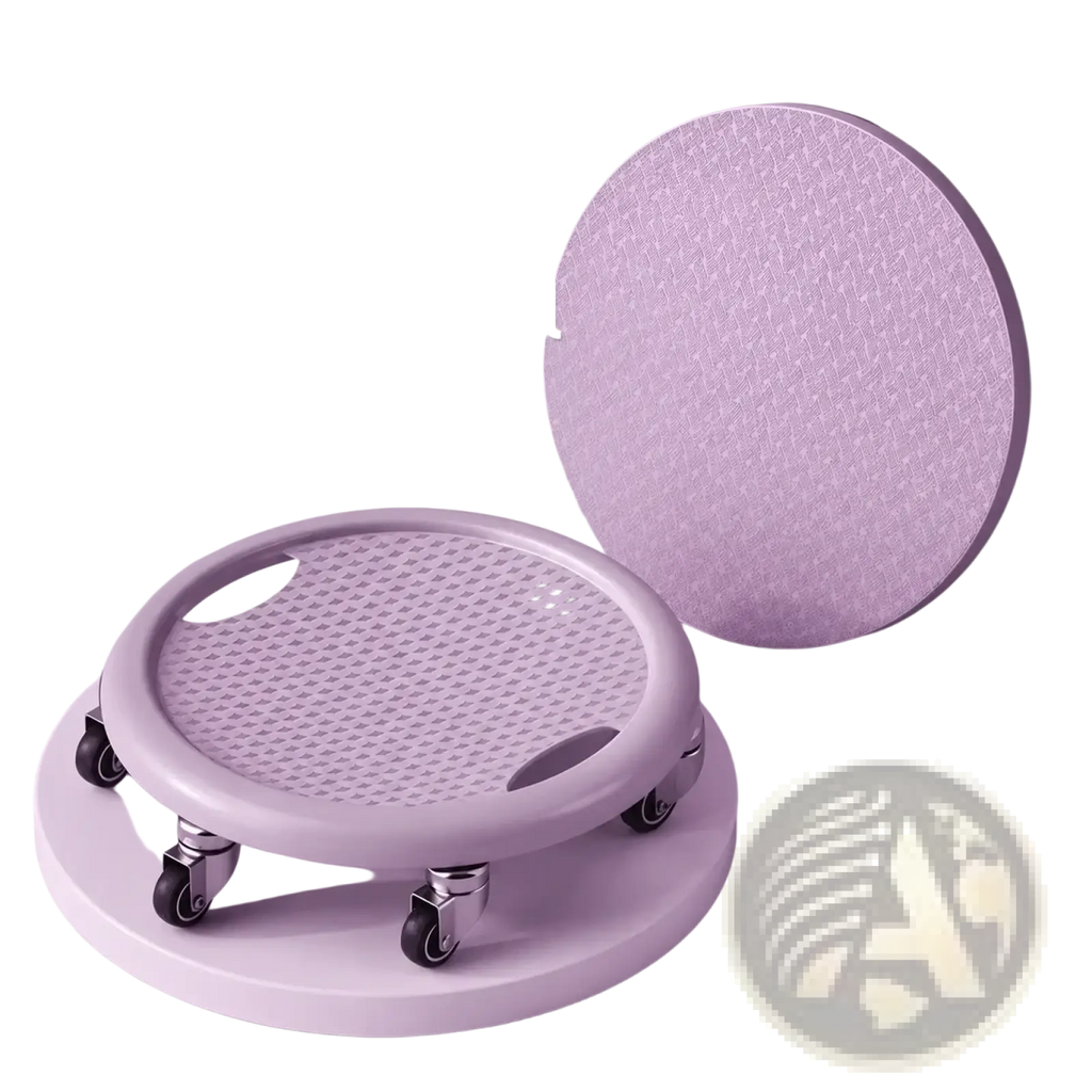Purple upgraded six-wheel silent ab roller wheel with textured non-slip platform and chrome finished wheels for workout