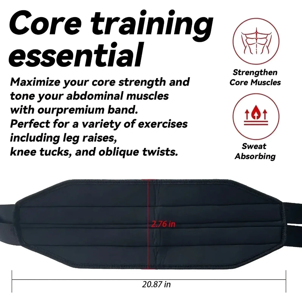 Black padded ab sling straps heavy duty suspension training belt with quilted design and adjustable straps