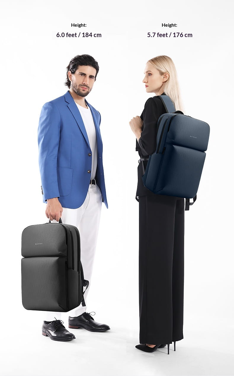 Black business commuter backpack with sleek minimalist design and structured compartments for large capacity laptop storage.