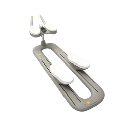 Gray and white abdomen exercise stationary bike with ergonomic pedals and handlebars for flexihome twist crawler use