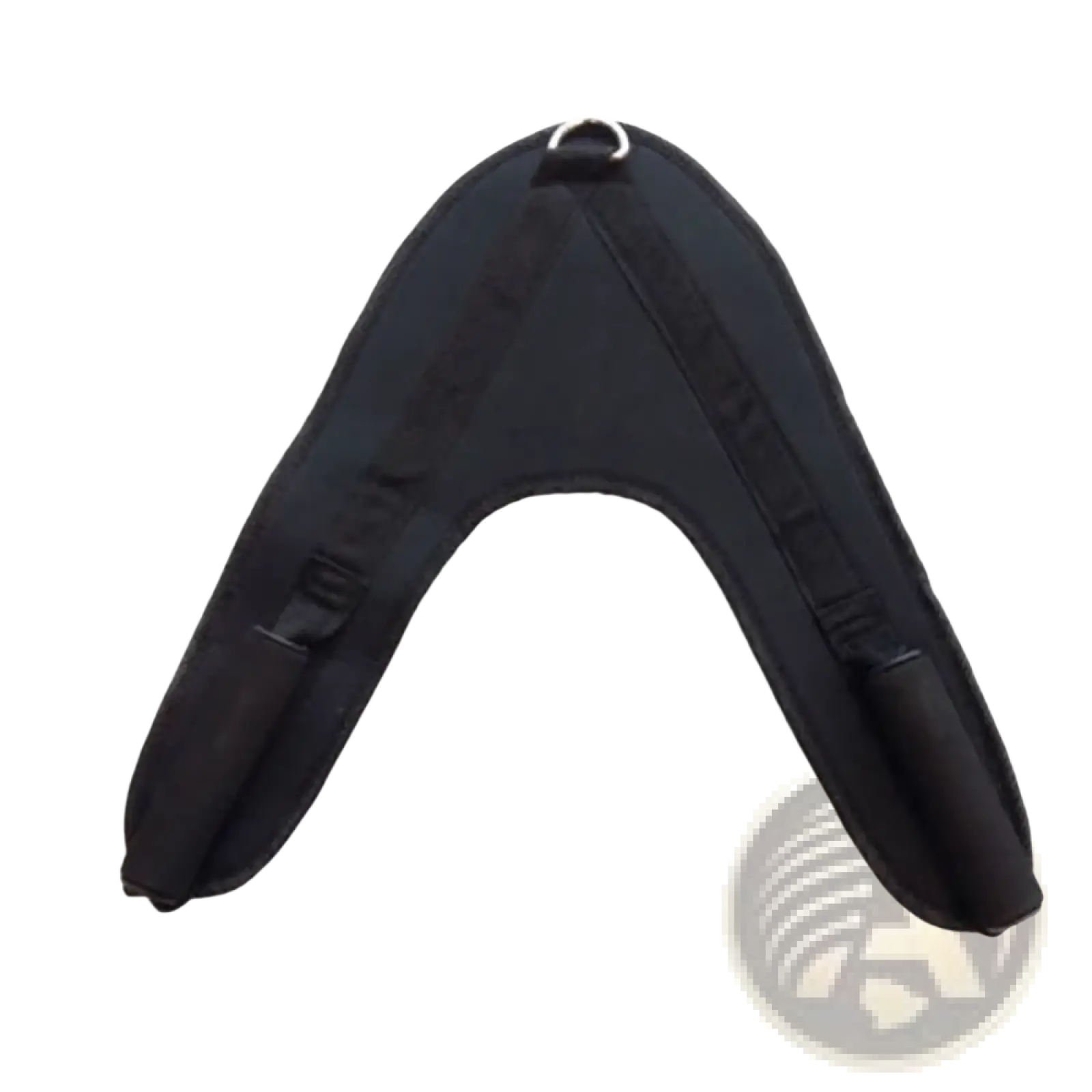 Black padded abdominal crunch straps gym attachment with adjustable nylon straps and metal d-ring at the top