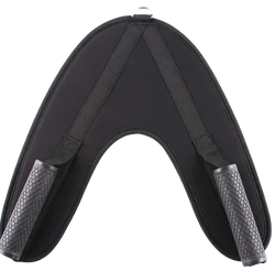Black padded abdominal crunch straps with textured grip handles and adjustable straps for gym cable machines